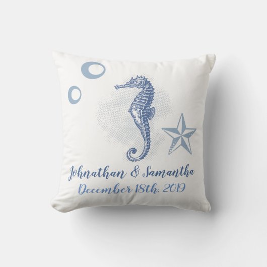 16パーソナライズされたx16インチ装飾用クッションシーホース海 クッション (正面)