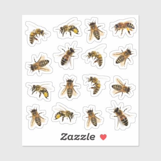 16ビニールステッカー上のリアルなミツバチ5 シール (シート)