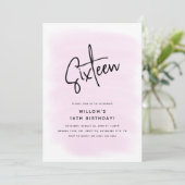 16ピミニマルンクウォーターカラー16誕生日 招待状 (スタンド正面)