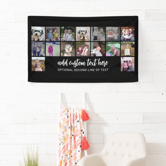 16フォトグリッド – 2行文字-白黒パーティー 横断幕 (インサイチュ)