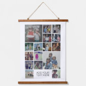 16フォトコラージモンタージュと文字 – ホワイト編集可能 吊り下げ型タペストリー (正面)