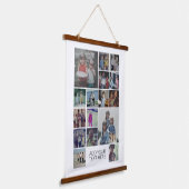 16フォトコラージモンタージュと文字 – ホワイト編集可能 吊り下げ型タペストリー (傾斜あり)