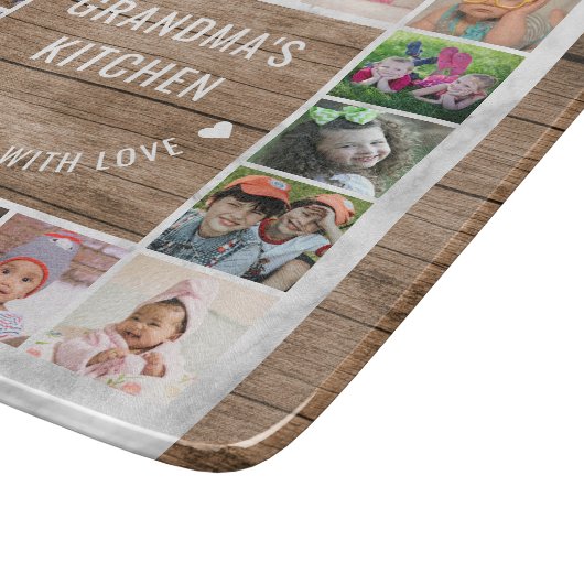 16フォトコラージュおばあちゃんのキッチンウッドと大理石 カッティングボード (角)