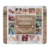 16フォトコラージュおばあちゃんのキッチンウッドと大理石 カッティングボード (正面)