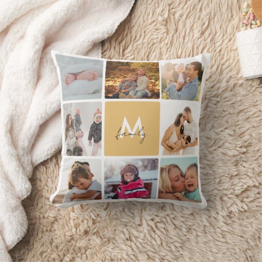 16フォトコラージュシンプルモノグラムファミリー クッション (ブランケット)