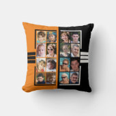 16フォトコラージュ両面オレンジブラック クッション (正面)