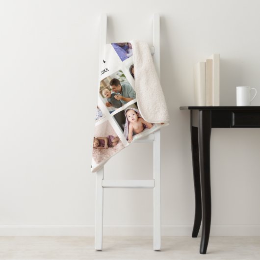 16フォトコラージュ名字引用文白黒 シェルパブランケット (インサイチュ)