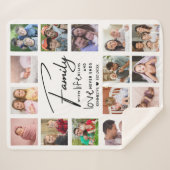 16フォトコラージュ名字引用文白黒 シェルパブランケット (正面(横))