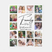 16フォトコラージュ名字引用文白黒 フリースブランケット (正面)