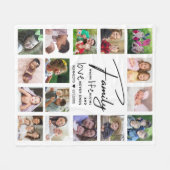 16フォトコラージュ名字引用文白黒 フリースブランケット (正面(横))