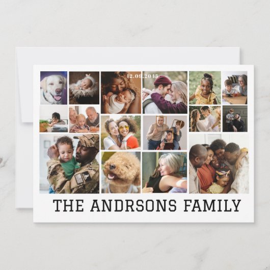 16フォトコラージュ家族のホリデーカード |招待状 招待状 (正面)