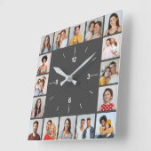 16フォトコラージュ灰色と白 スクエア壁時計 (傾斜)