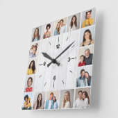16フォトコラージュ白素朴木フフェイクェンス スクエア壁時計 (傾斜)