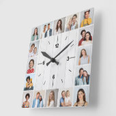 16フォトコラージュ白素朴木フフェイクェンス スクエア壁時計 (傾斜)