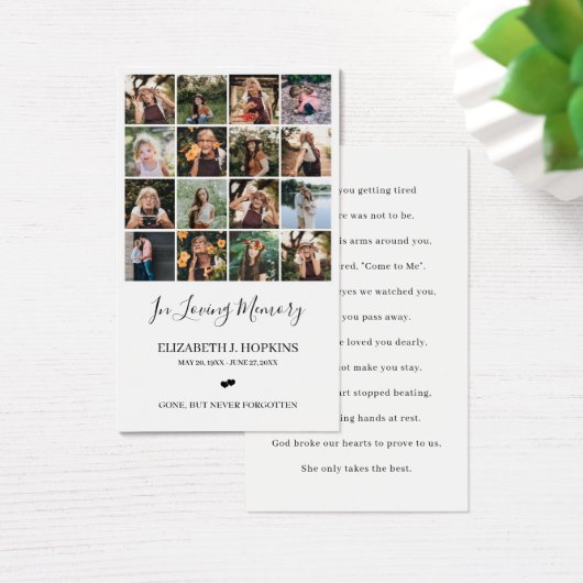 16フォトコラージュ葬儀記念祈りの言葉カード (デスク)