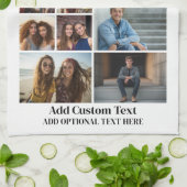 16フォトコラージュ – カスタム文字 – 白黒 キッチンタオル (折り畳み)