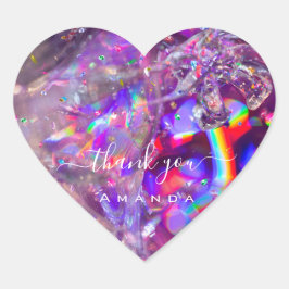 16ブライダルピンクホログラフ結晶ありがとう ハートシール