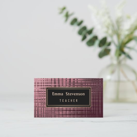 16ブラックピンク、抽象芸術、パターン、ピンクおよびブラック 名刺 (スタンド正面)