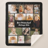 16モダンパーソナライズされたフォトコラージュのカスタム色 シェルパブランケット (正面)