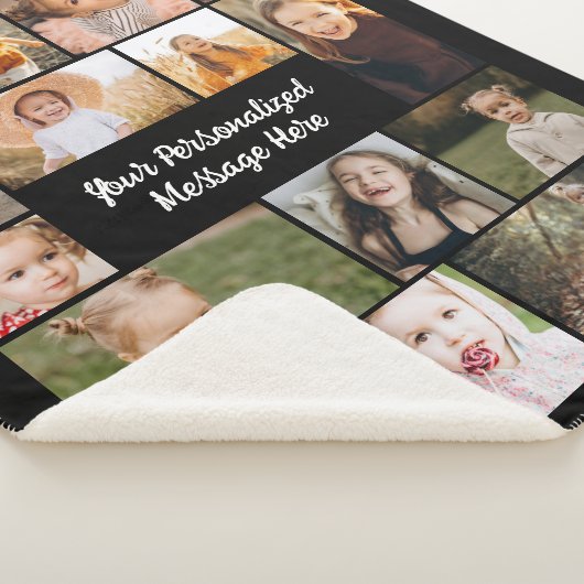 16モダンパーソナライズされたフォトコラージュのカスタム色 シェルパブランケット (3/4)
