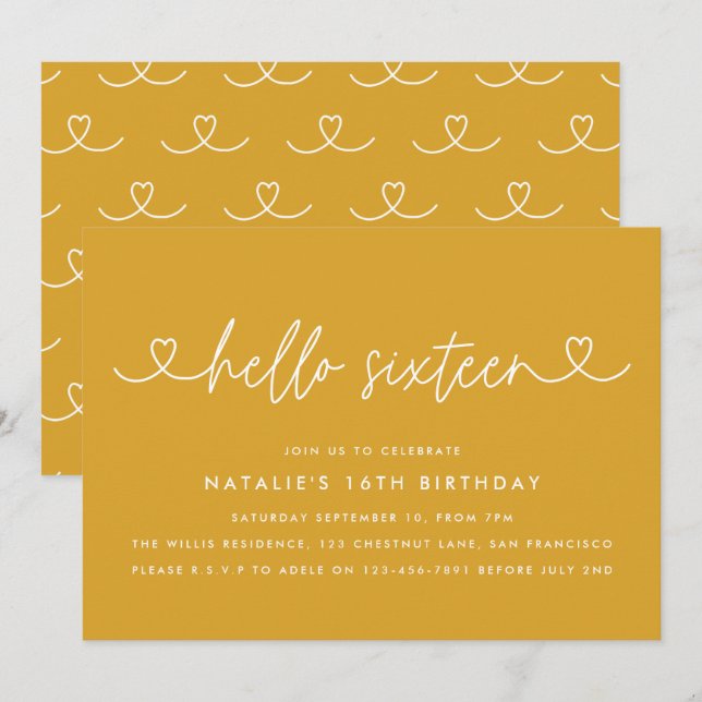 16モダン歳のバースデシンプルィススタイリッシュトエレガント (正面/裏面)