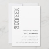 16モダン歳の誕生日パーティーへの招待 招待状 (正面)