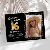 16モダン番目の誕生日写真 サンキューカード