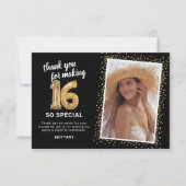 16モダン番目の誕生日写真 サンキューカード (正面)