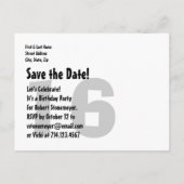 16モダン番目の誕生日日付を保存Red Black V007 案内ポストカード (裏面)