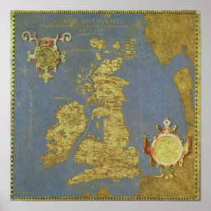16世紀なイギリス諸島の地図 ポスター