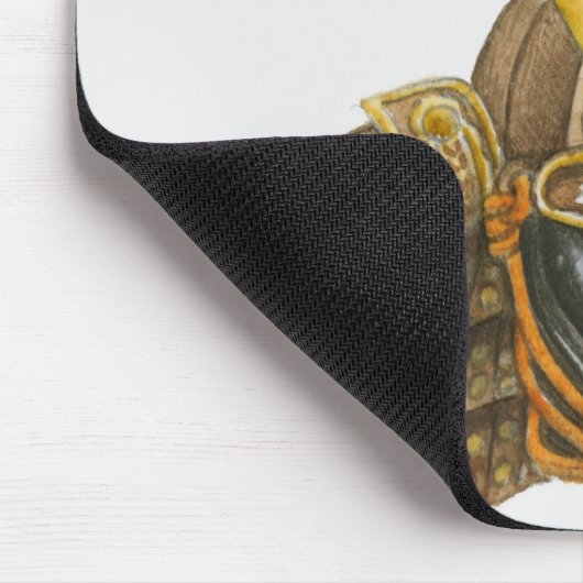 16世紀な武士のヘルメットのイラストレーション マウスパッド (コーナー)