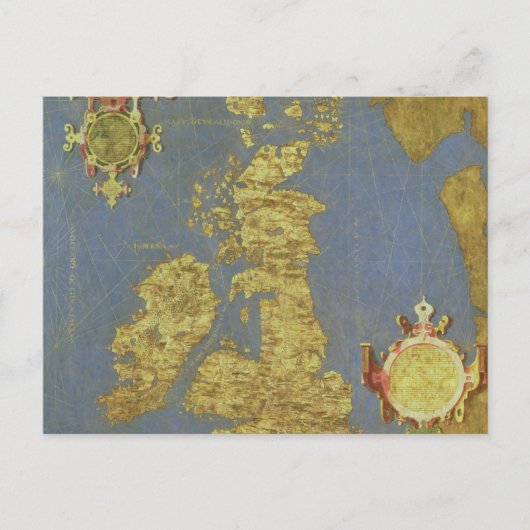 16世紀のイギリス諸島の地図 ポストカード (正面)