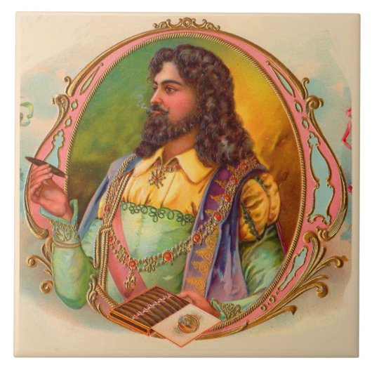 16世紀のシガー喫煙者 タイル (正面)