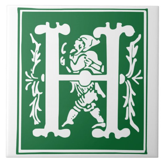 16世紀の神話の生き物の装飾首都H タイル (正面)