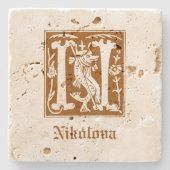 16世紀の神話の生き物の装飾首都N ストーンコースター (正面)