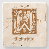 16世紀の神話の生き物の装飾首都W ストーンコースター (正面)