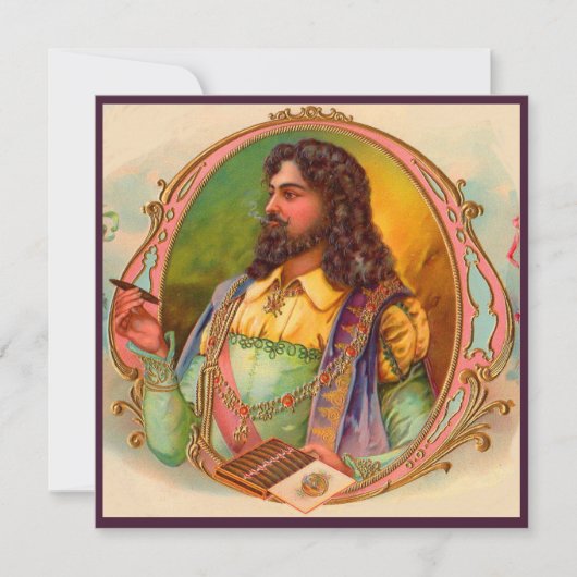 16世紀の葉巻喫煙シガーボックスラベル カード (正面)