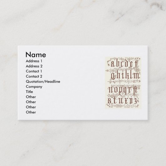 16世紀アルファベットの名刺 名刺 (正面)
