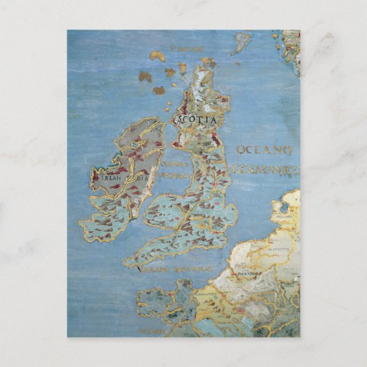 16世紀イギリス・北フランスの地図 ポストカード (正面)