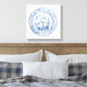 16世紀イズニクプレート上の船のイラストレーション キャンバスプリント (インサイチュ (寝室))