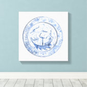 16世紀イズニクプレート上の船のイラストレーション キャンバスプリント (インサイチュ (ウッドフロア))