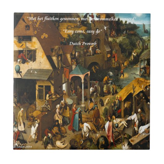 16世紀オランダ芸術と有名な諺 タイル (正面)