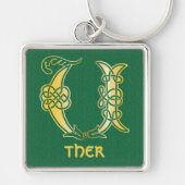 16世紀ケルト結び目模様デコレイシャルキャピタルU キーホルダー (正面)