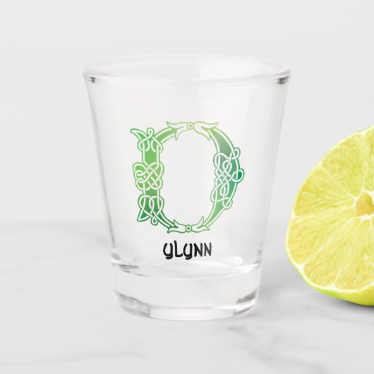 16世紀ケルト結び目模様大文字D ショットグラス (正面)
