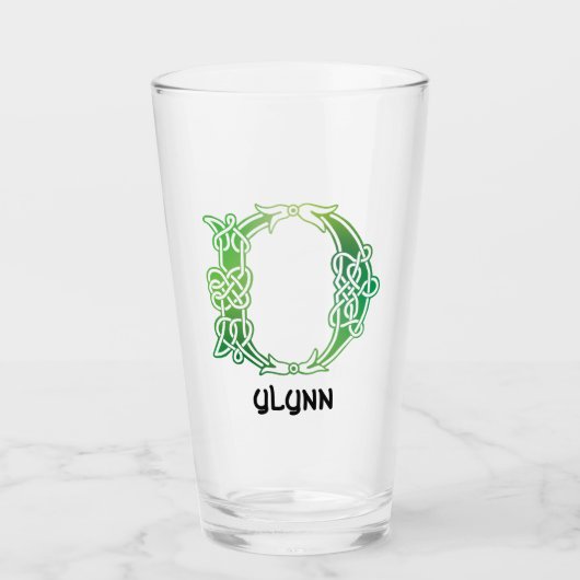 16世紀ケルト結び目模様大文字D タンブラーグラス (正面)