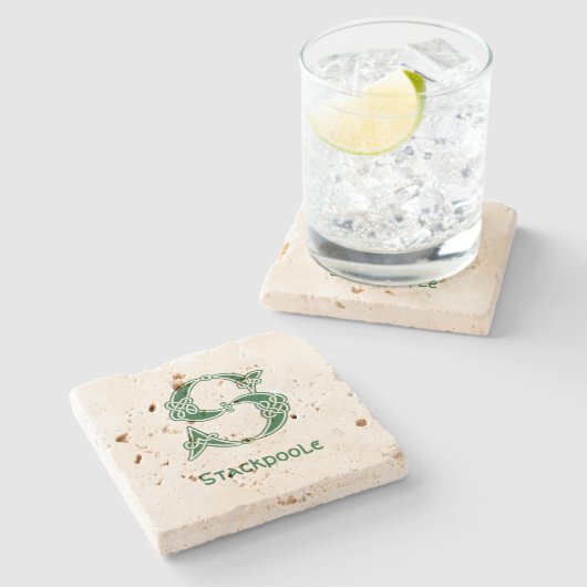 16世紀ケルト結び目模様装飾首都 ストーンコースター (横)