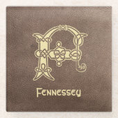 16世紀ケルト結び目模様装飾首都F ガラスコースター (正面)