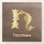 16世紀ケルト結び目模様装飾首都H ガラスコースター (正面)