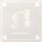 16世紀ケルト結び目模様装飾首都H ガラスコースター (裏面)