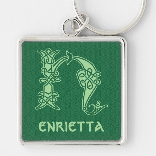 16世紀ケルト結び目模様装飾首都H キーホルダー (正面)